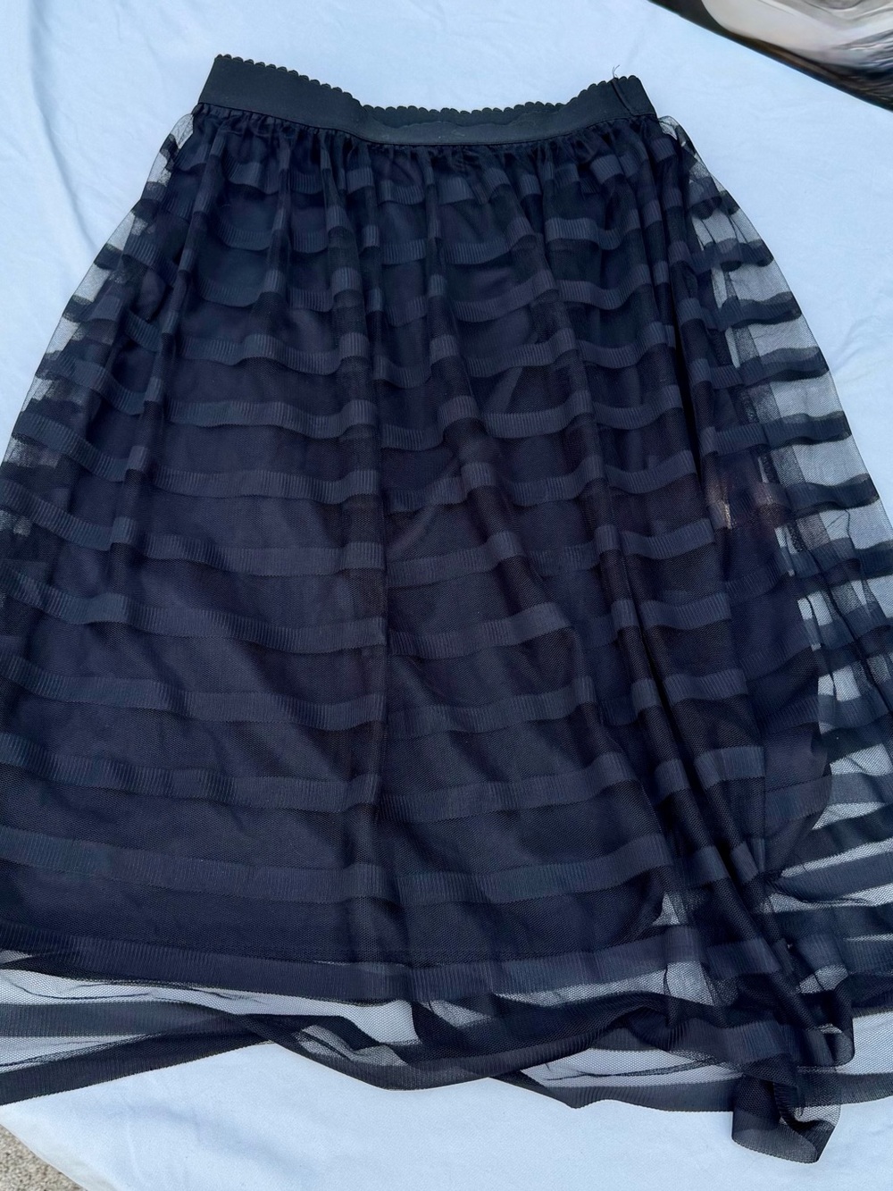Metro Wear Black Striped Sheer Circle Skirt